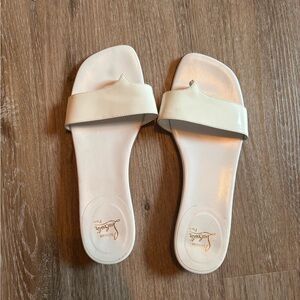 Christian Louboutin Cream Slide Sandals Minimalist Design